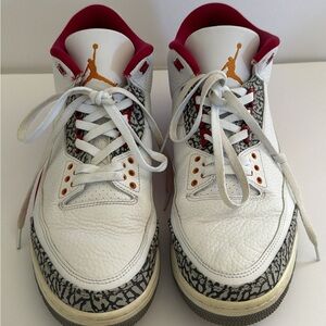 Nike Air Jordan 3 White Cement with Red Accents Size 12